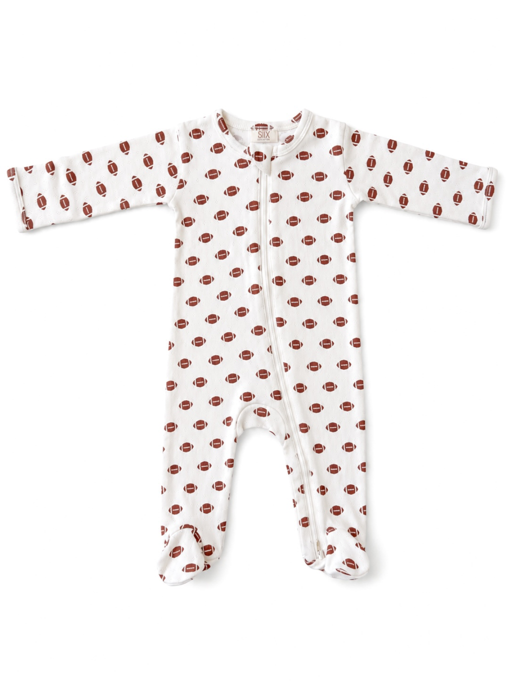 SIIX Collection- Football / Organic Pointelle 2-Way Zip Footie