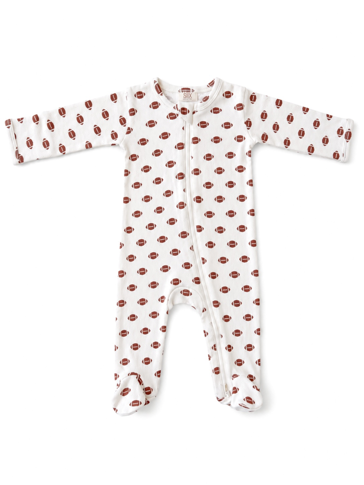 SIIX Collection- Football / Organic Pointelle 2-Way Zip Footie