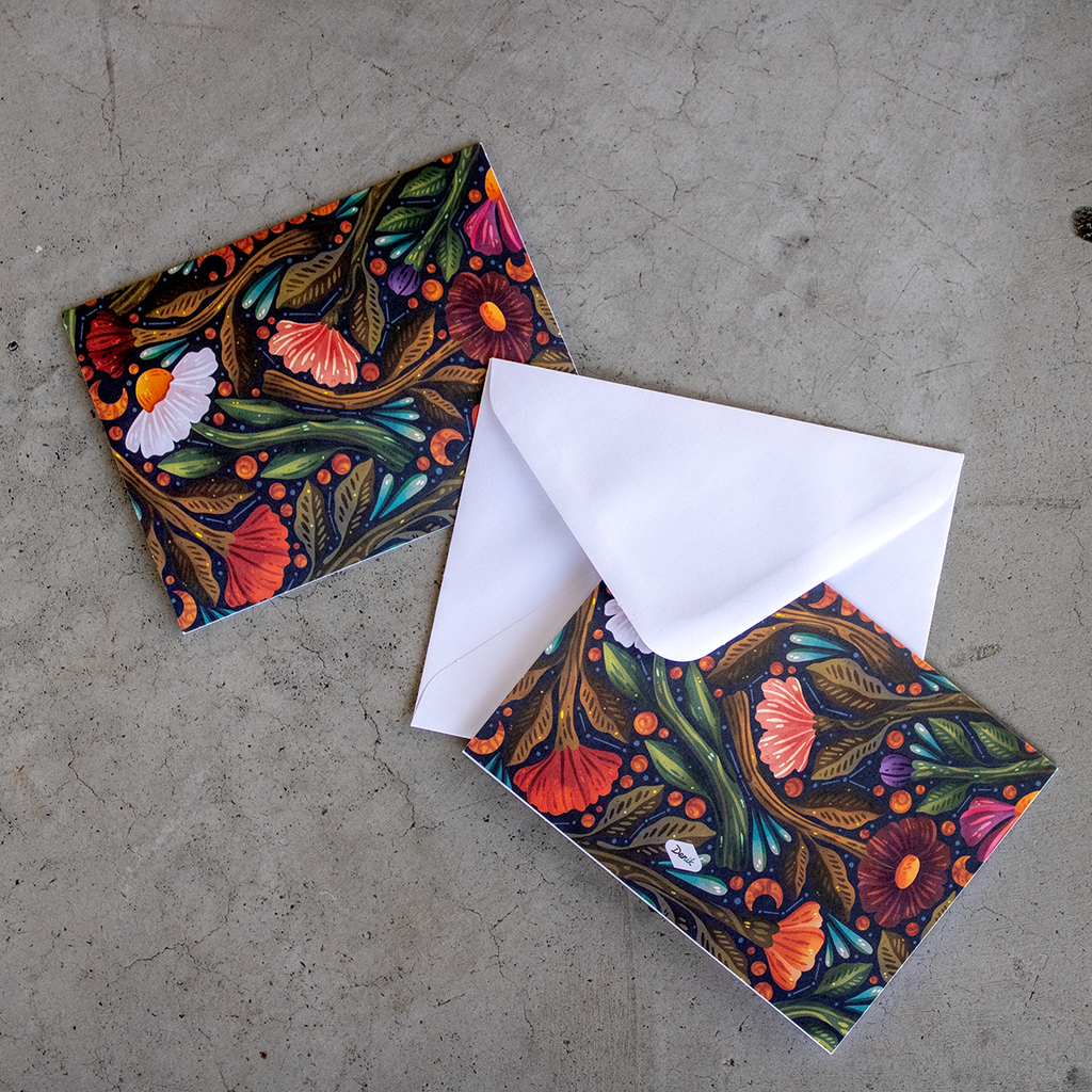 Denik- Nightsky Floral Notecards