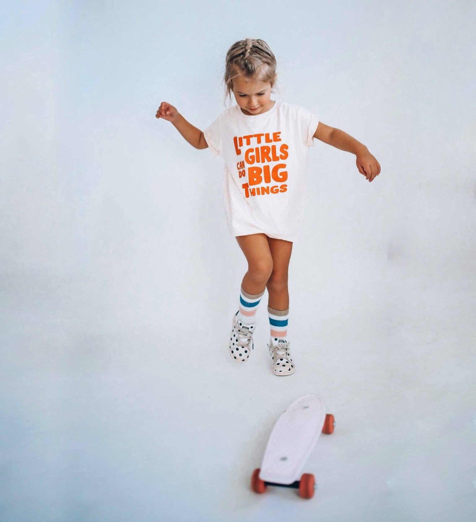 Minimalist Folk Co.- Little Girls Cando Big Things in vivid orange | Kids Tee