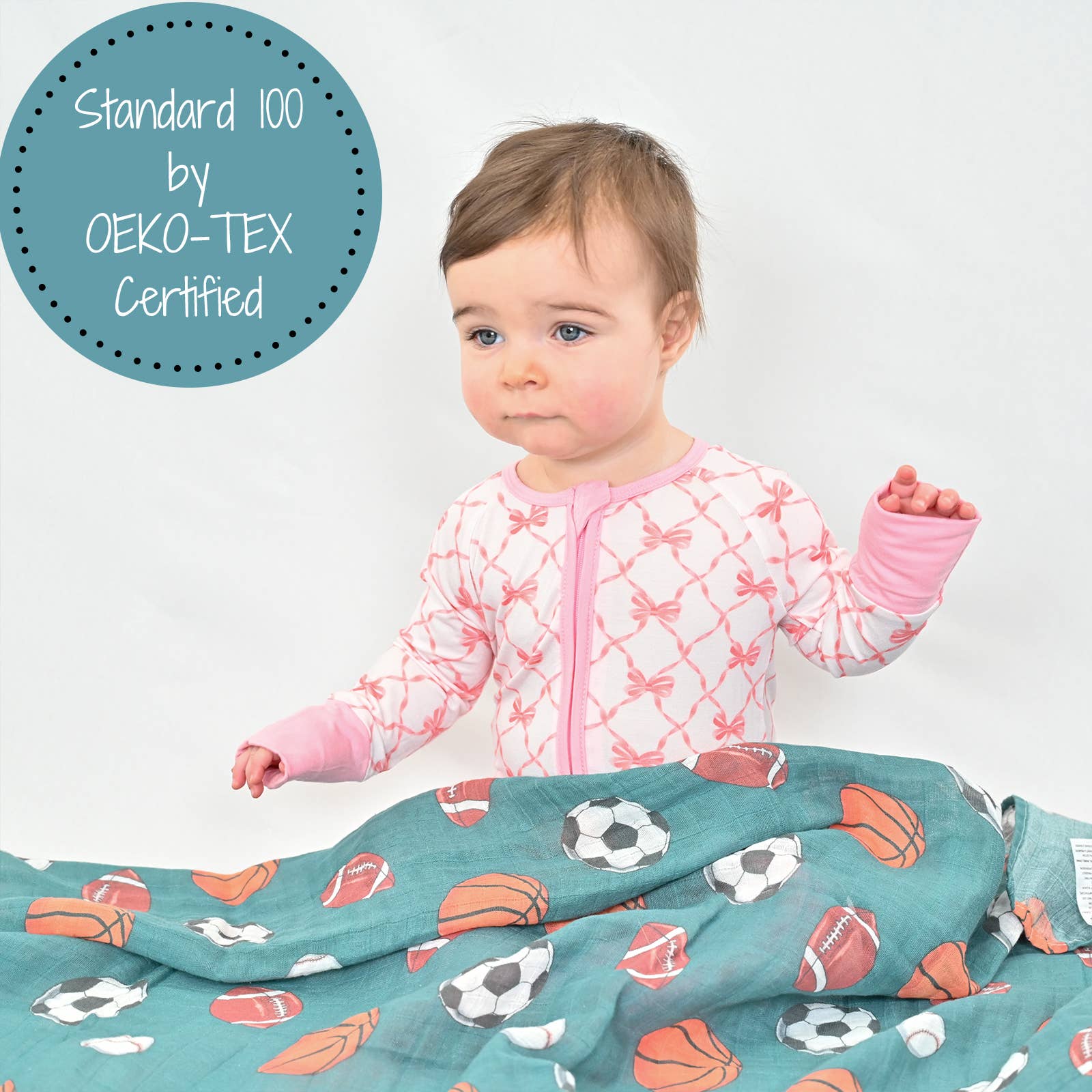 LollyBanks- Baby Muslin Swaddle Blanket 47x47 Little Athlete