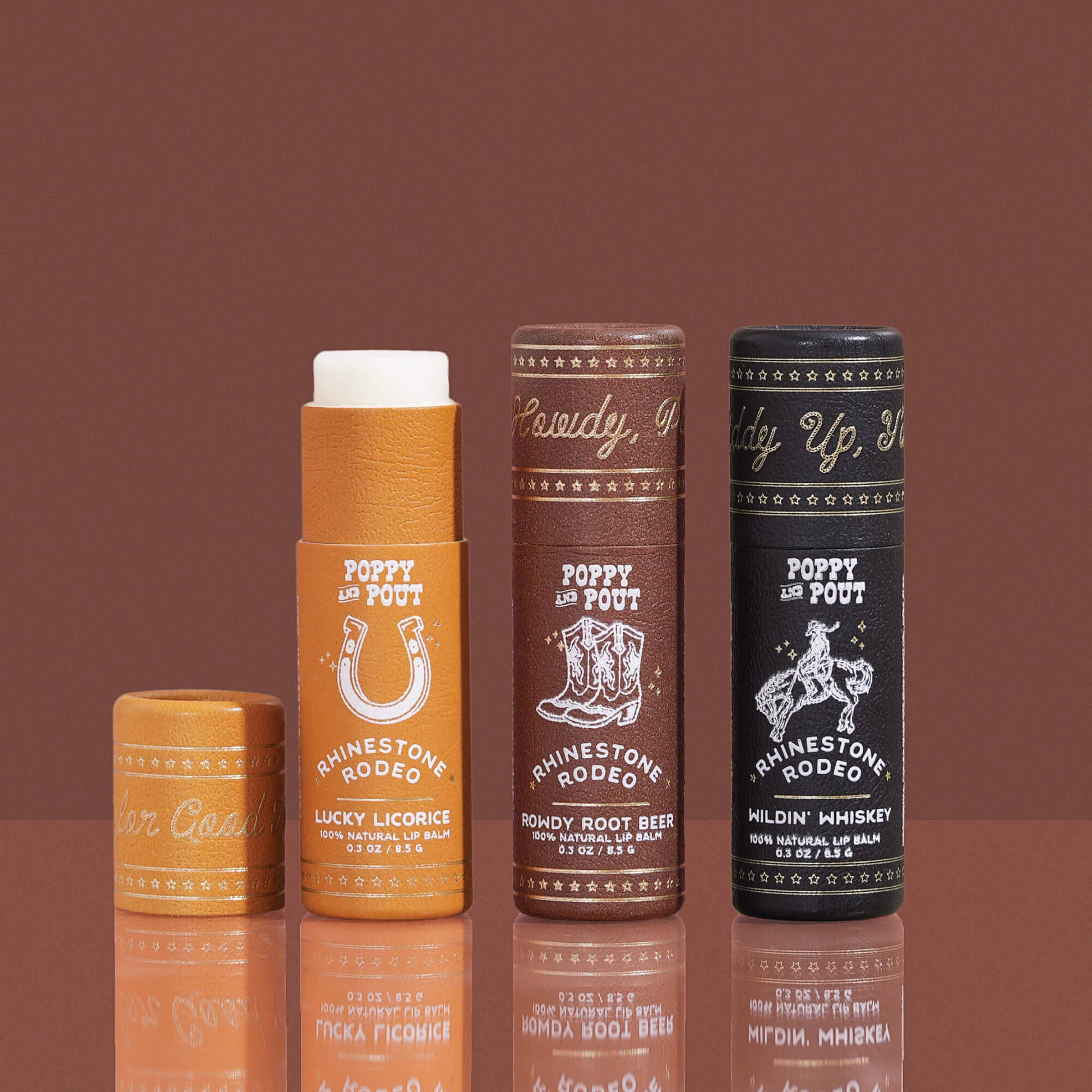 Poppy & Pout- Gift Set, Lip Balm Trio, Rhinestone Rodeo