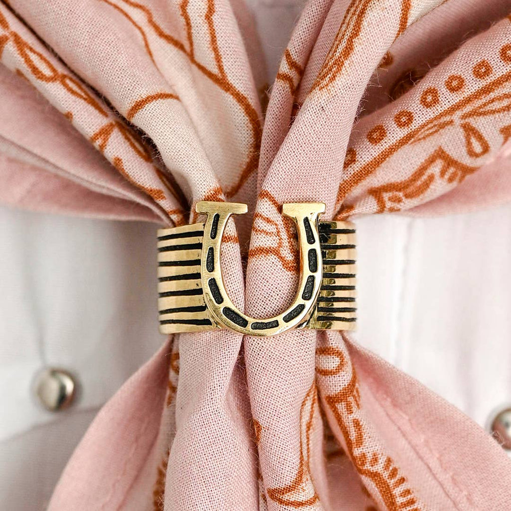 Handker- Horseshoe Brass Bandana Slide Ring