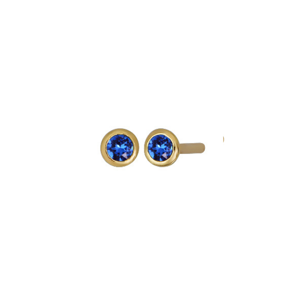 Land of Salt- Birthstone Stud Earrings in Gold - Choose Stone
