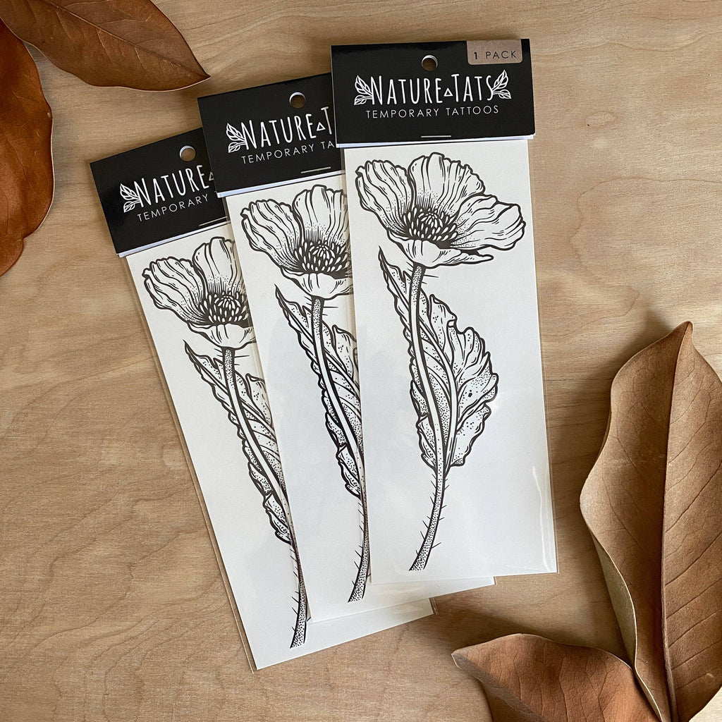 NatureTats - Wild Poppy Flower Temporary Tattoo