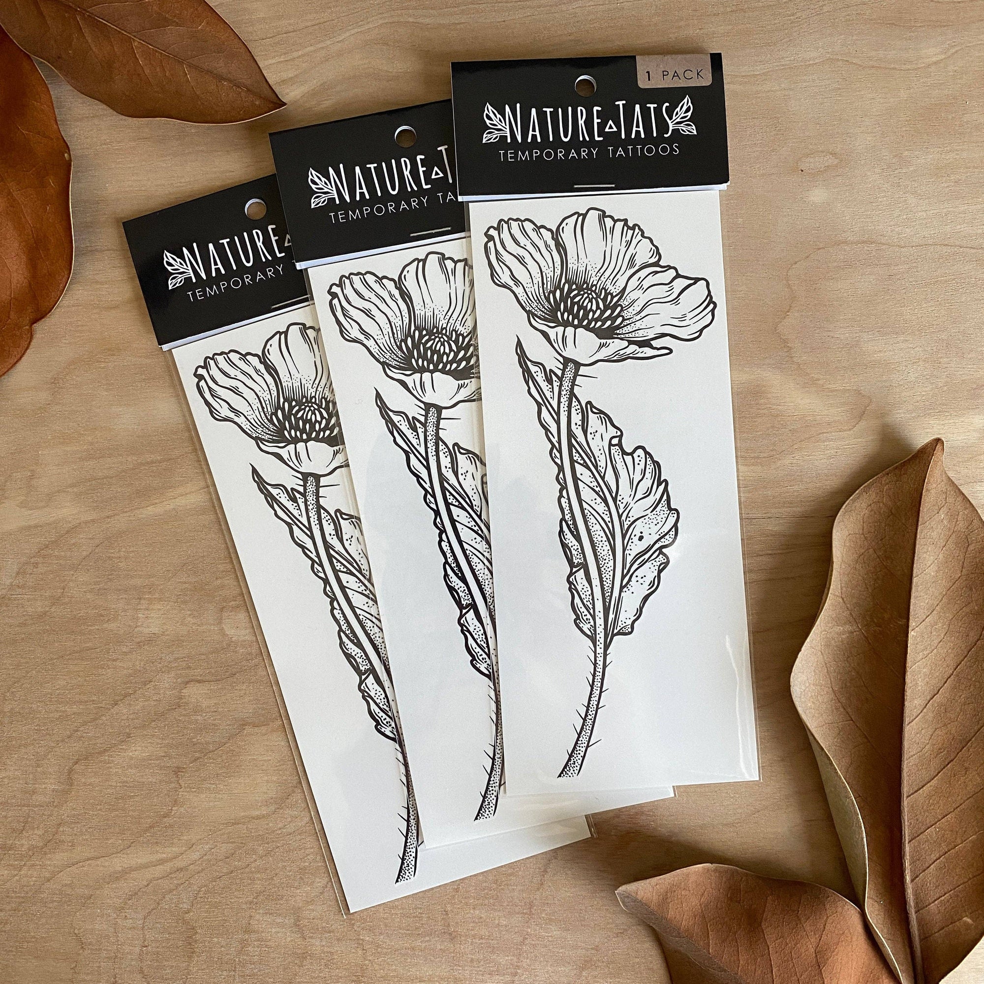 NatureTats - Wild Poppy Flower Temporary Tattoo