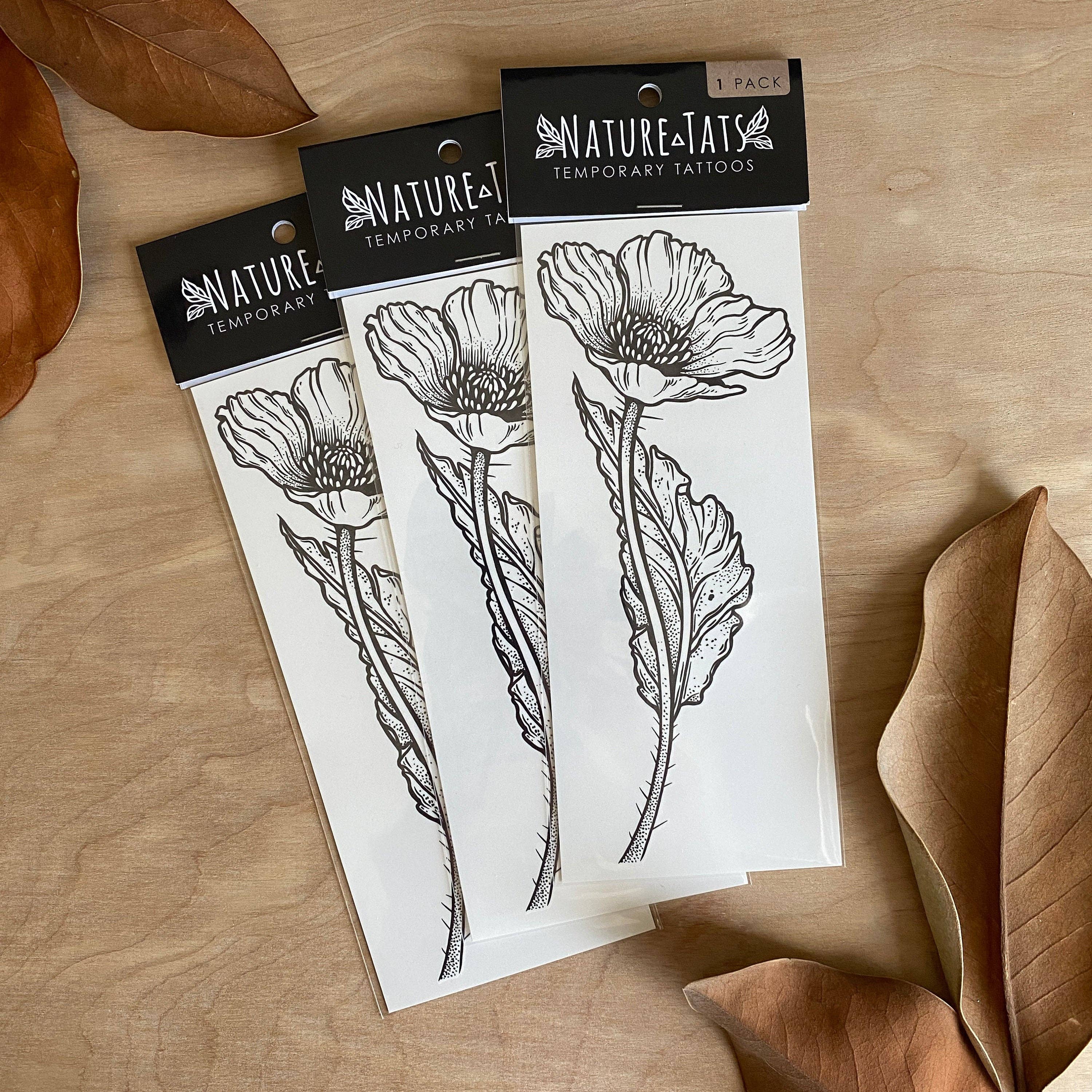 NatureTats - Wild Poppy Flower Temporary Tattoo