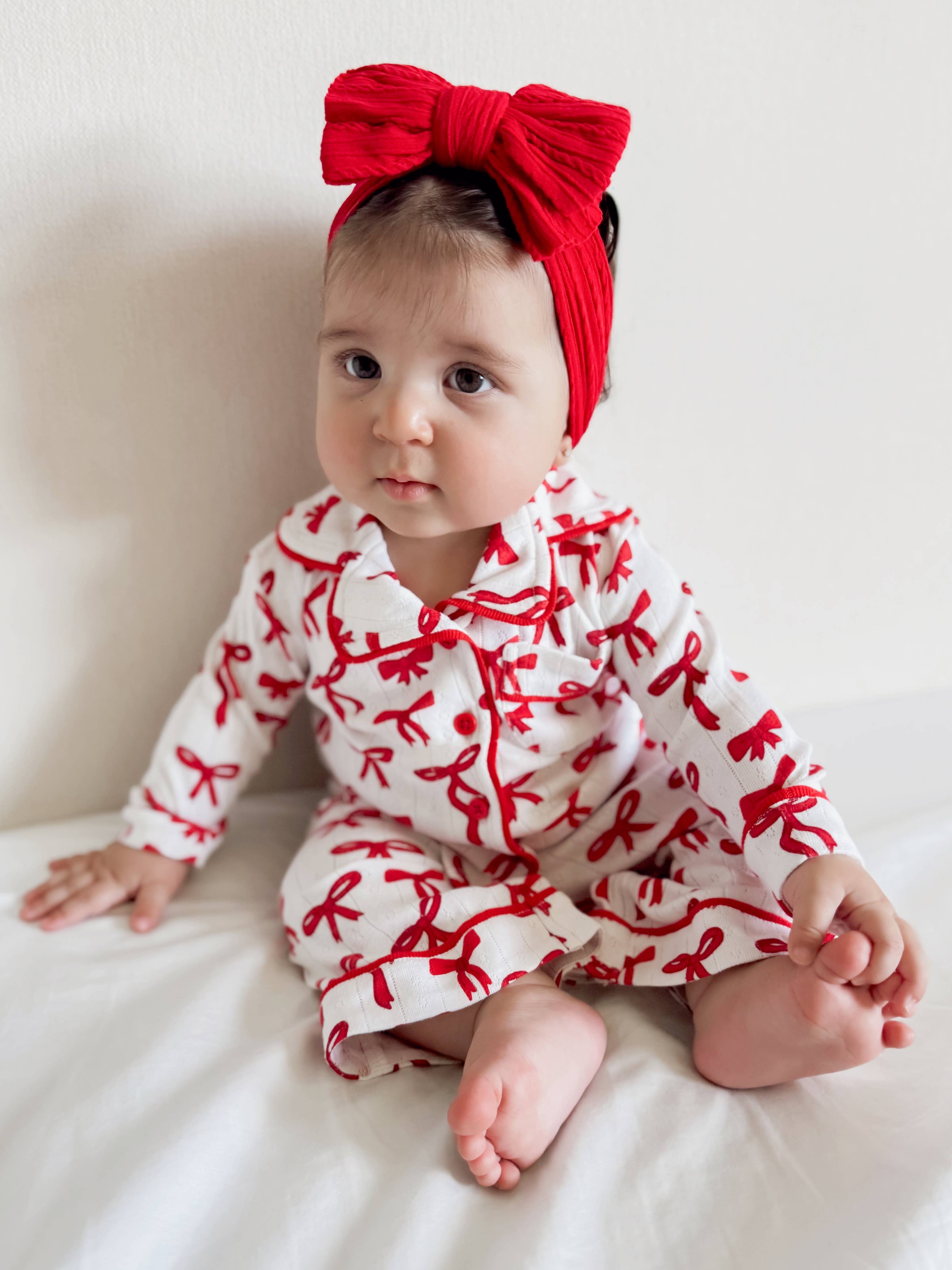 SIIX Collection- Red Bows / Organic Pointelle Lounge Set