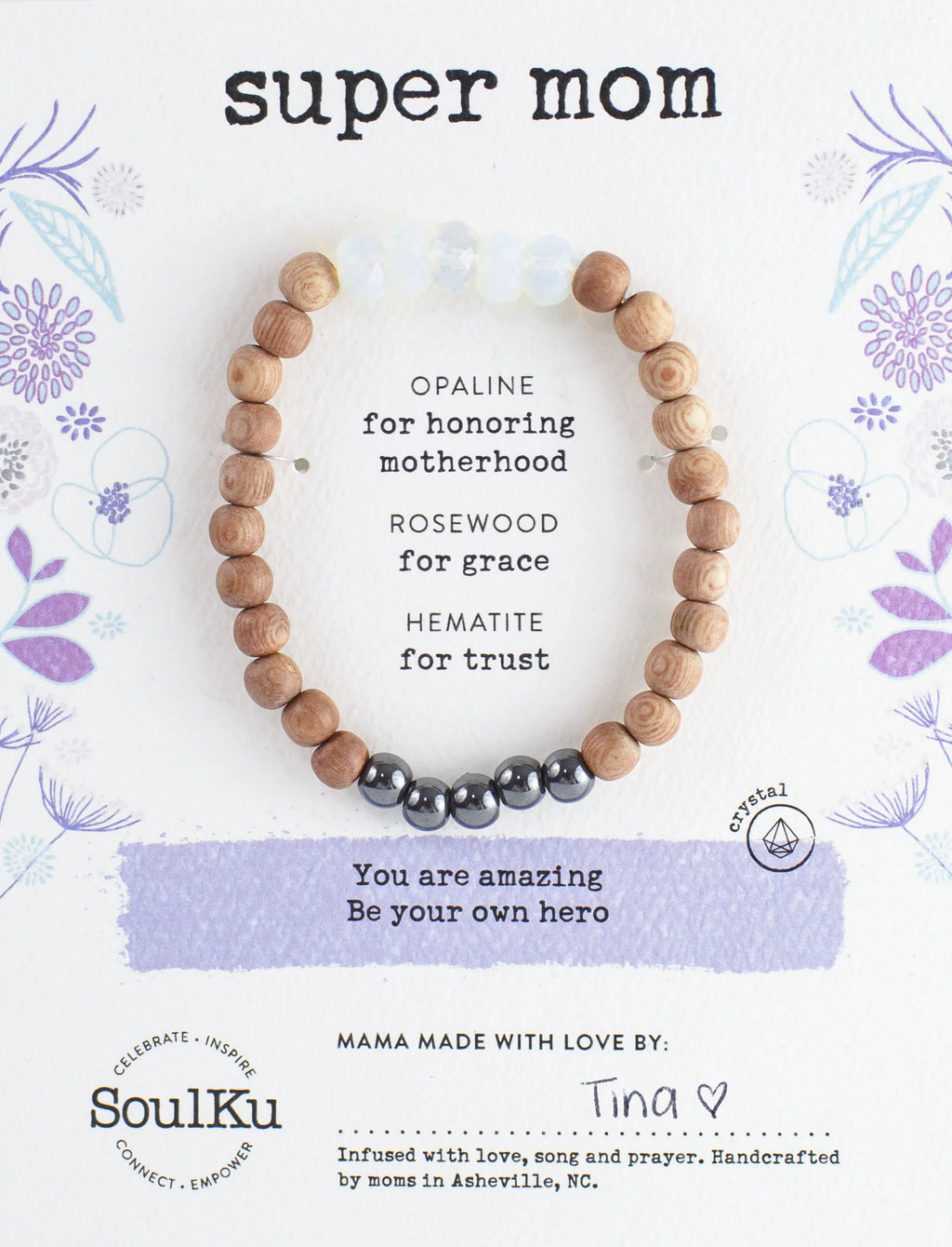 SoulKu- Opaline Crystal Be Your Own Hero Bracelet for Super Mom