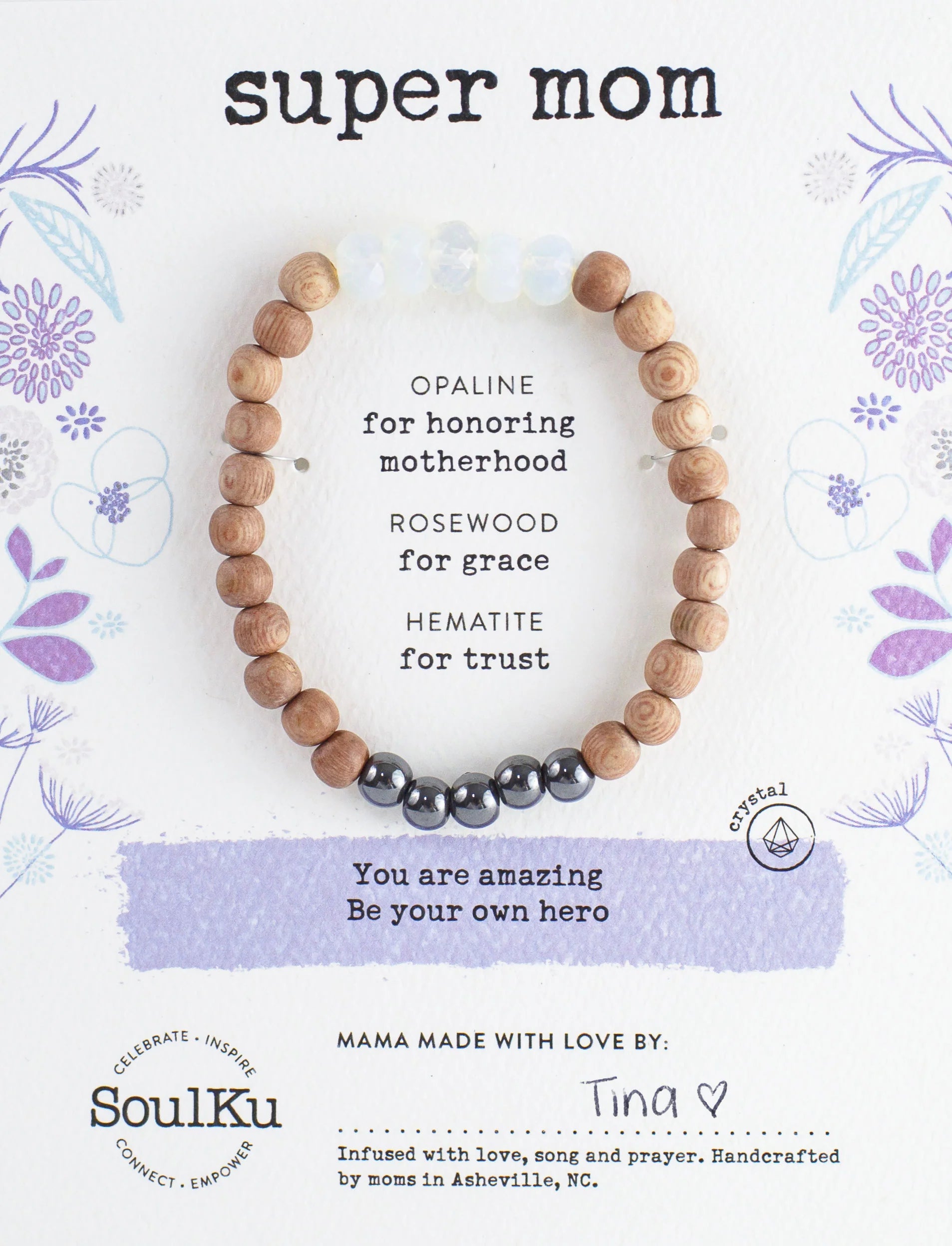 SoulKu- Opaline Crystal Be Your Own Hero Bracelet for Super Mom