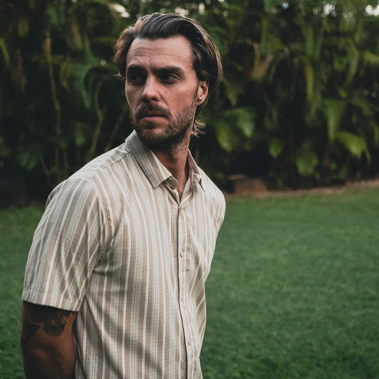 Roark- Bless Up Button Up Shirt in Beige