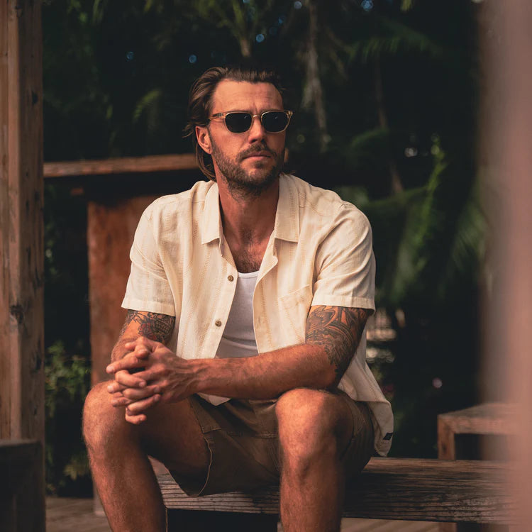 Roark- Crosswinds Button Up Shirt in Unbleached