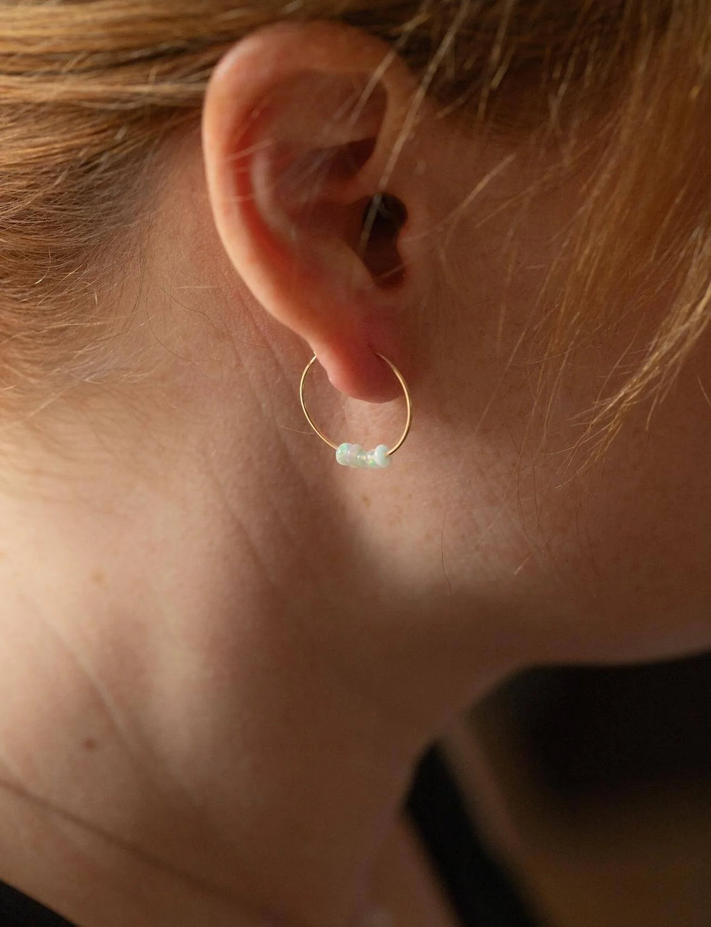 SoulKu- Ethiopian Opal Gold Hoop Earrings for Amazing Mom