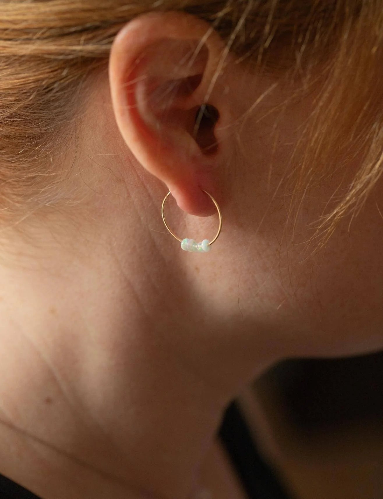 SoulKu- Ethiopian Opal Gold Hoop Earrings for Amazing Mom