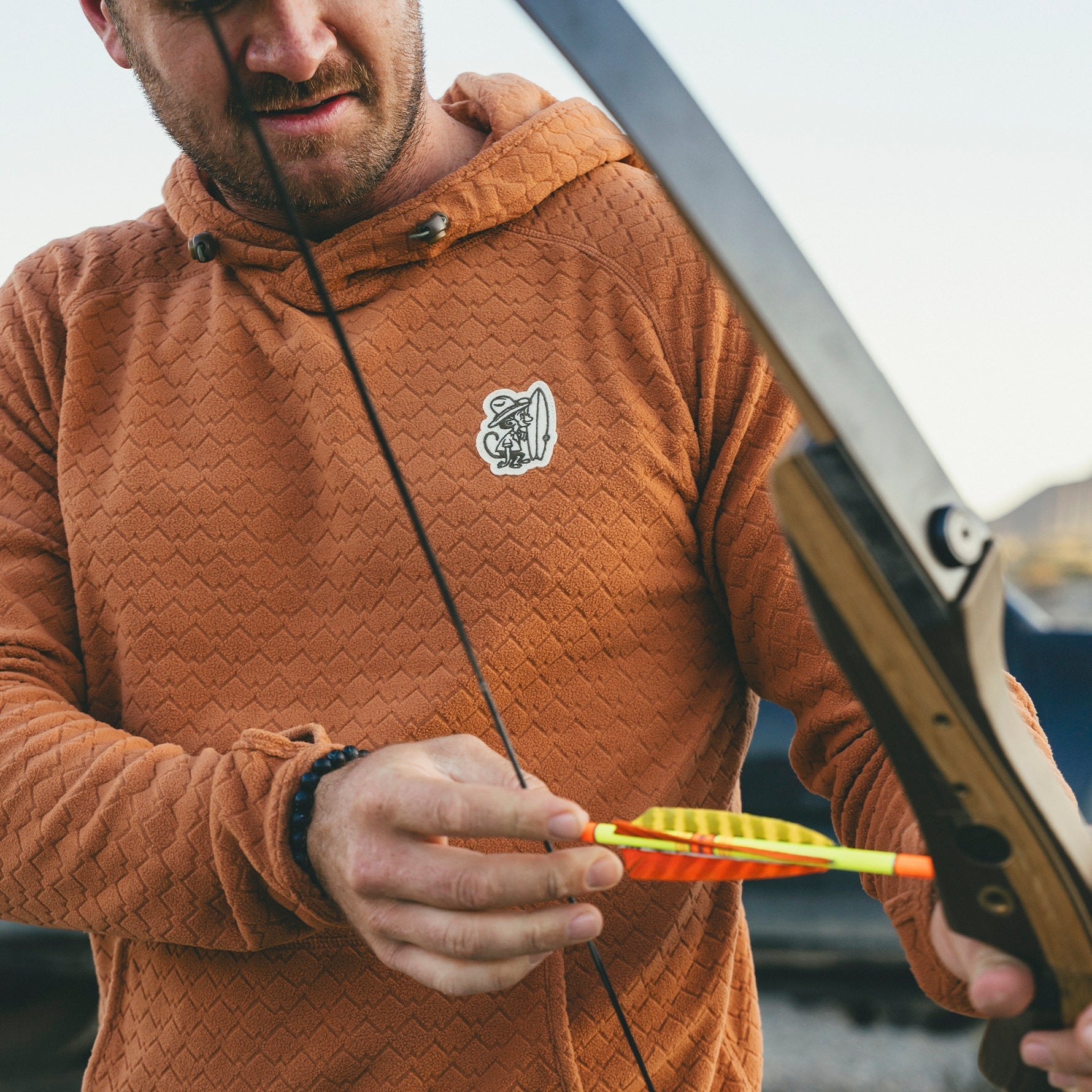 Howler Bros- Palo Duro Fleece Hoodie Mountain Grid : Clay