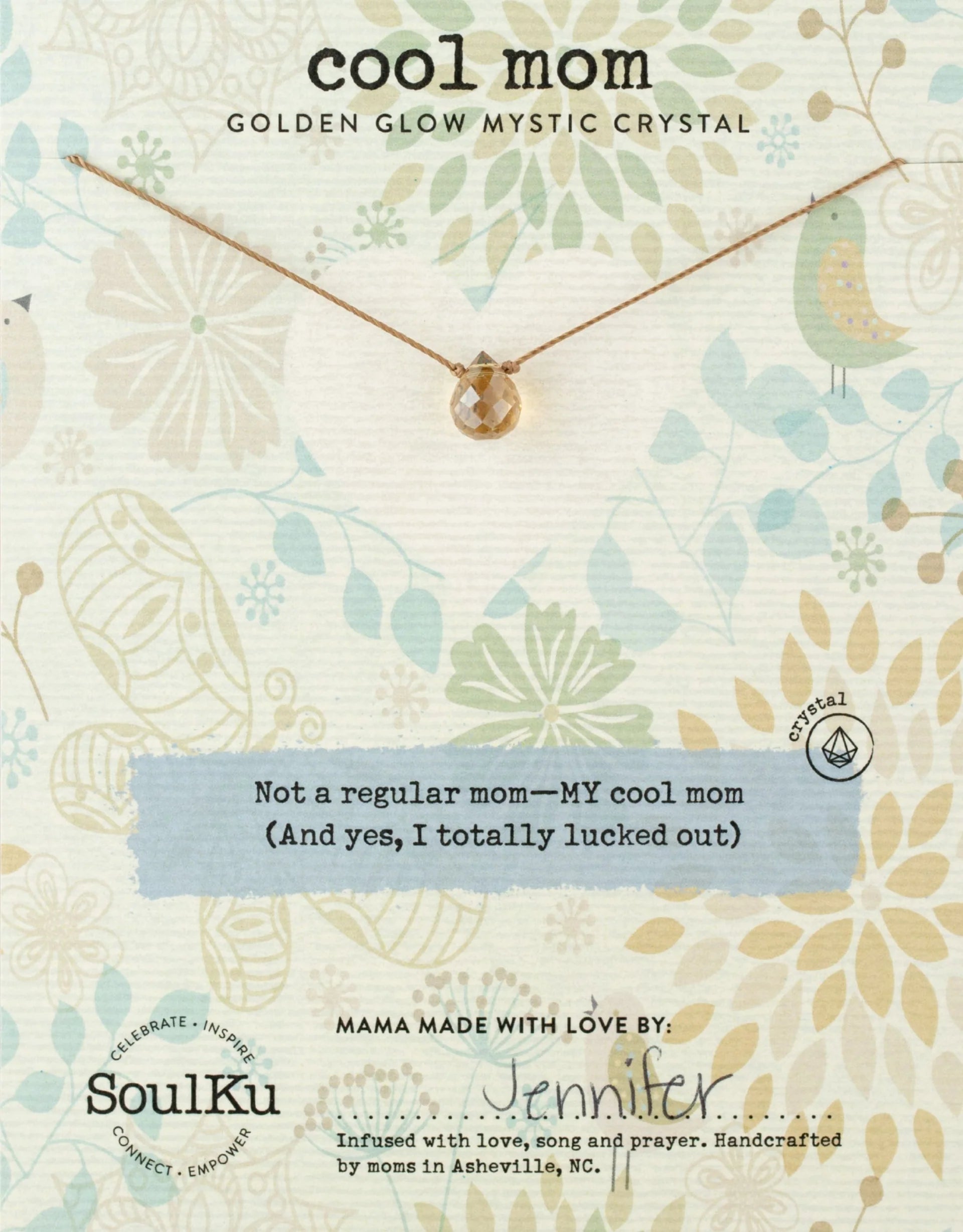 SoulKu- Golden Glow Mystic Crystal Necklace for Cool Mom