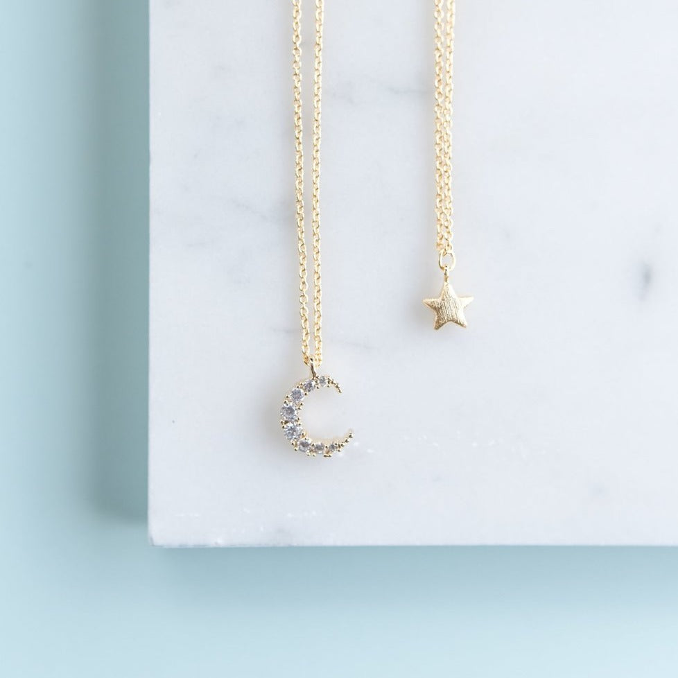 Helmsie- Mama & Me Moon and Star Necklace Set