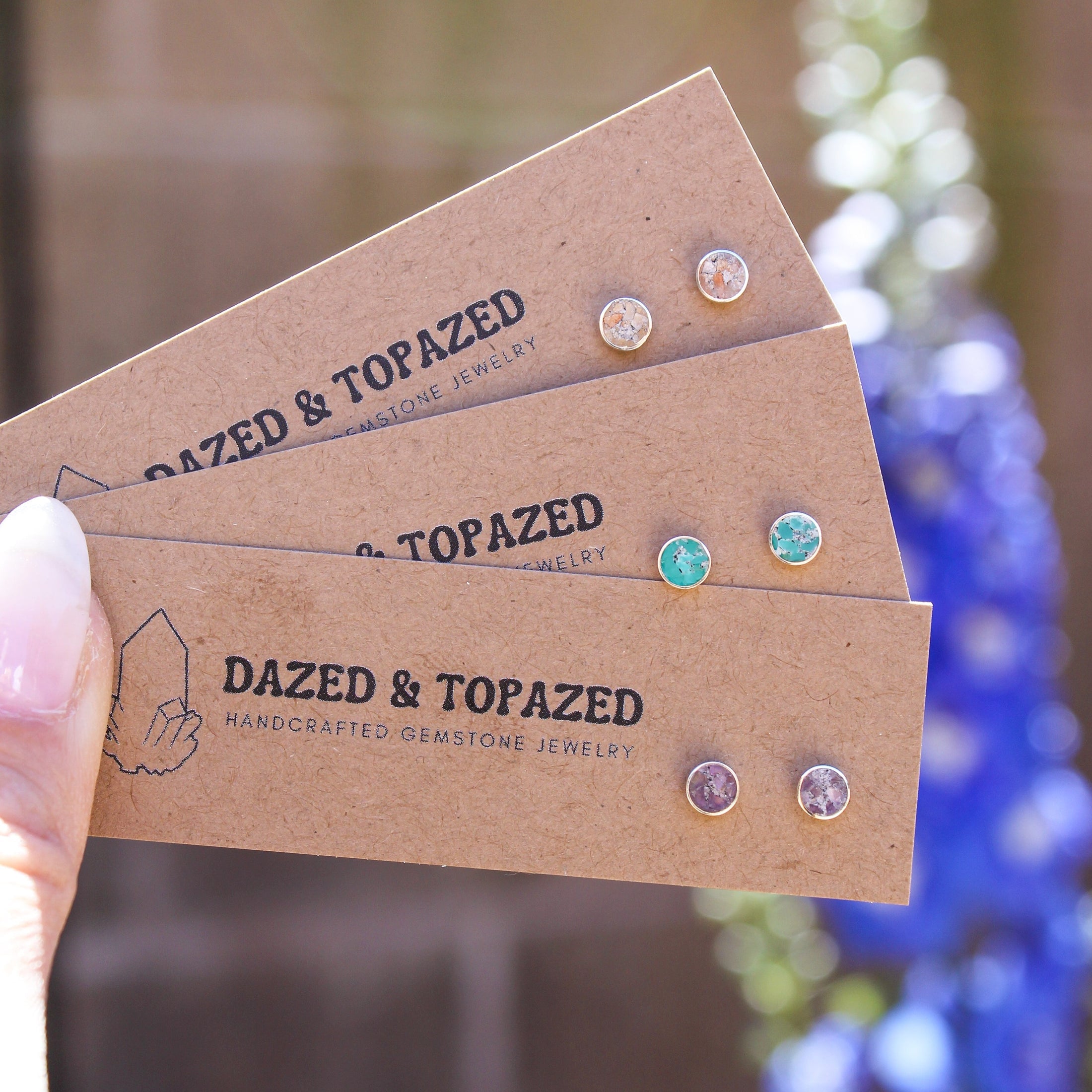 Dazed and Topazed- Crushed Gemstone Stud Earrings