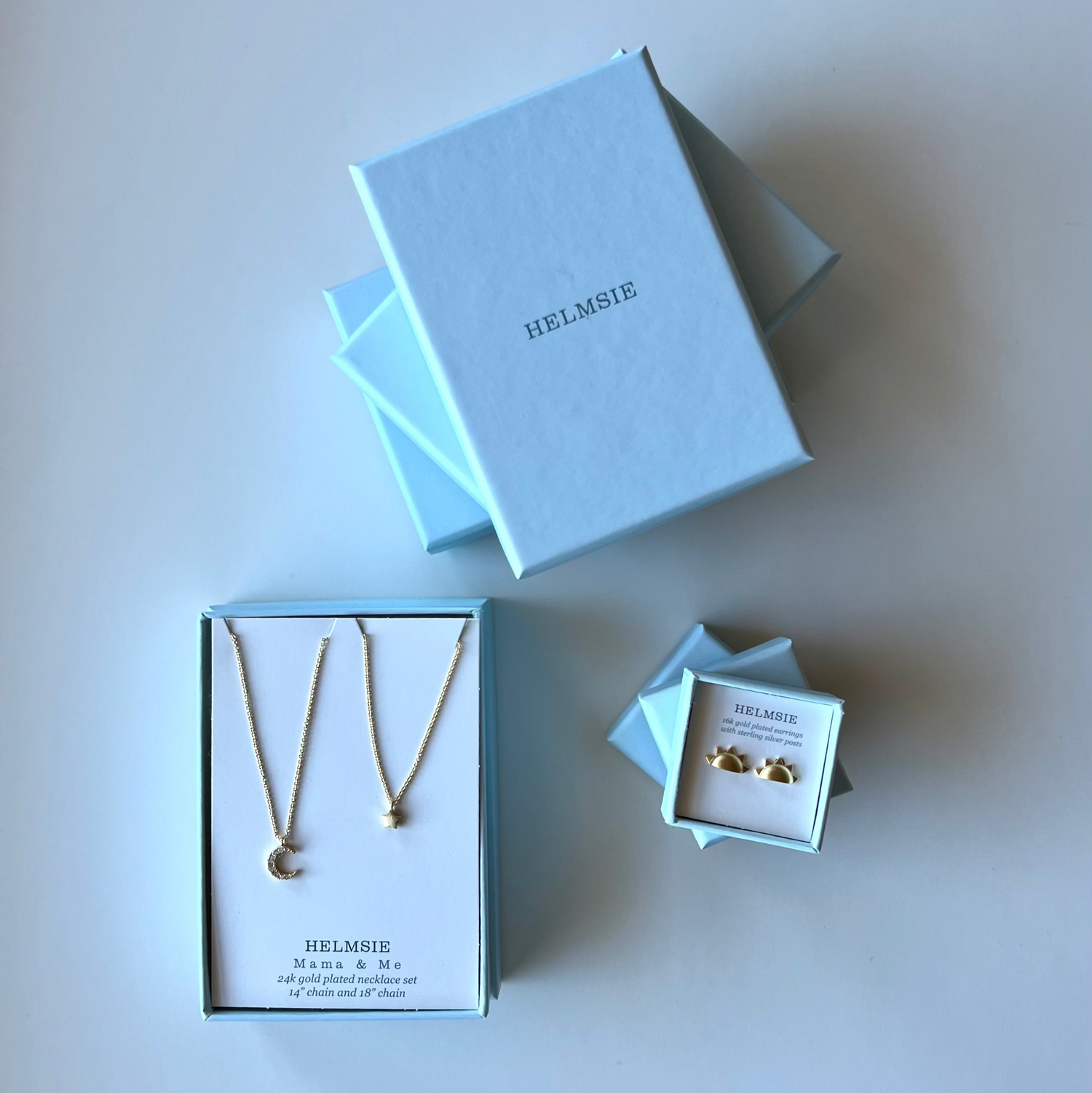 Helmsie- Mama & Me Moon and Star Necklace Set