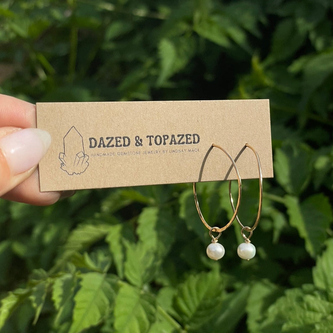 Dazed and Topazed- 14k Gold Filled Freshwater Pearl Hoops