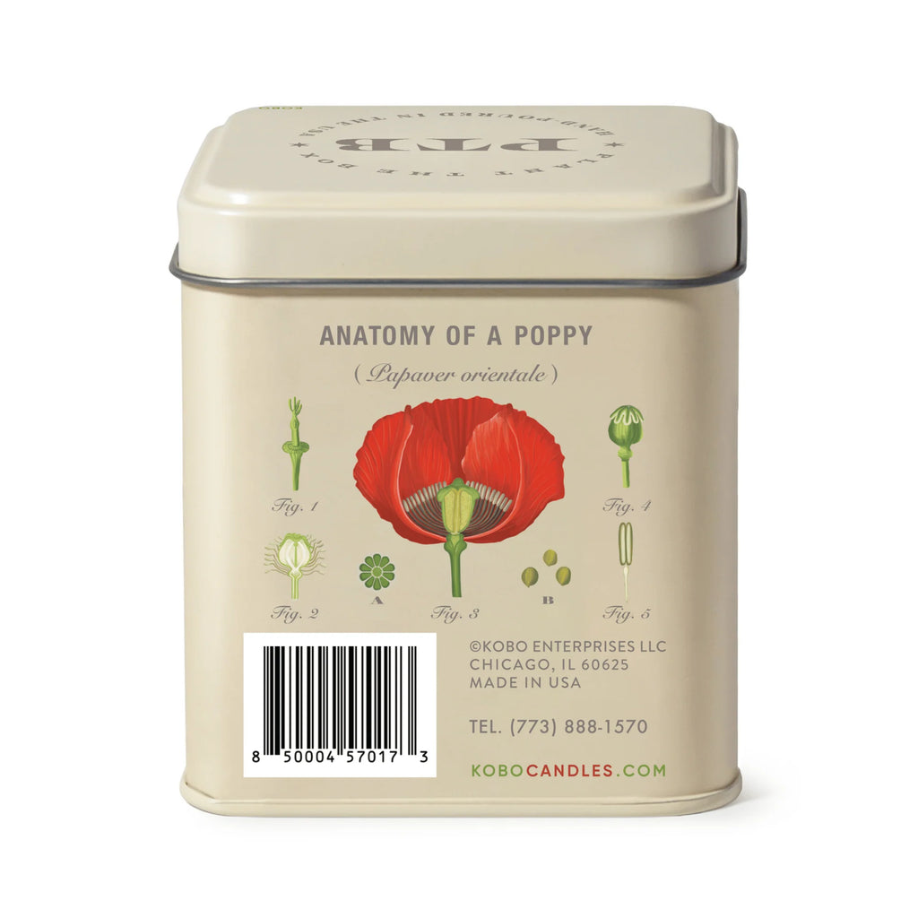 KOBO Candles- Red Poppy Plant The Box Tin Candle