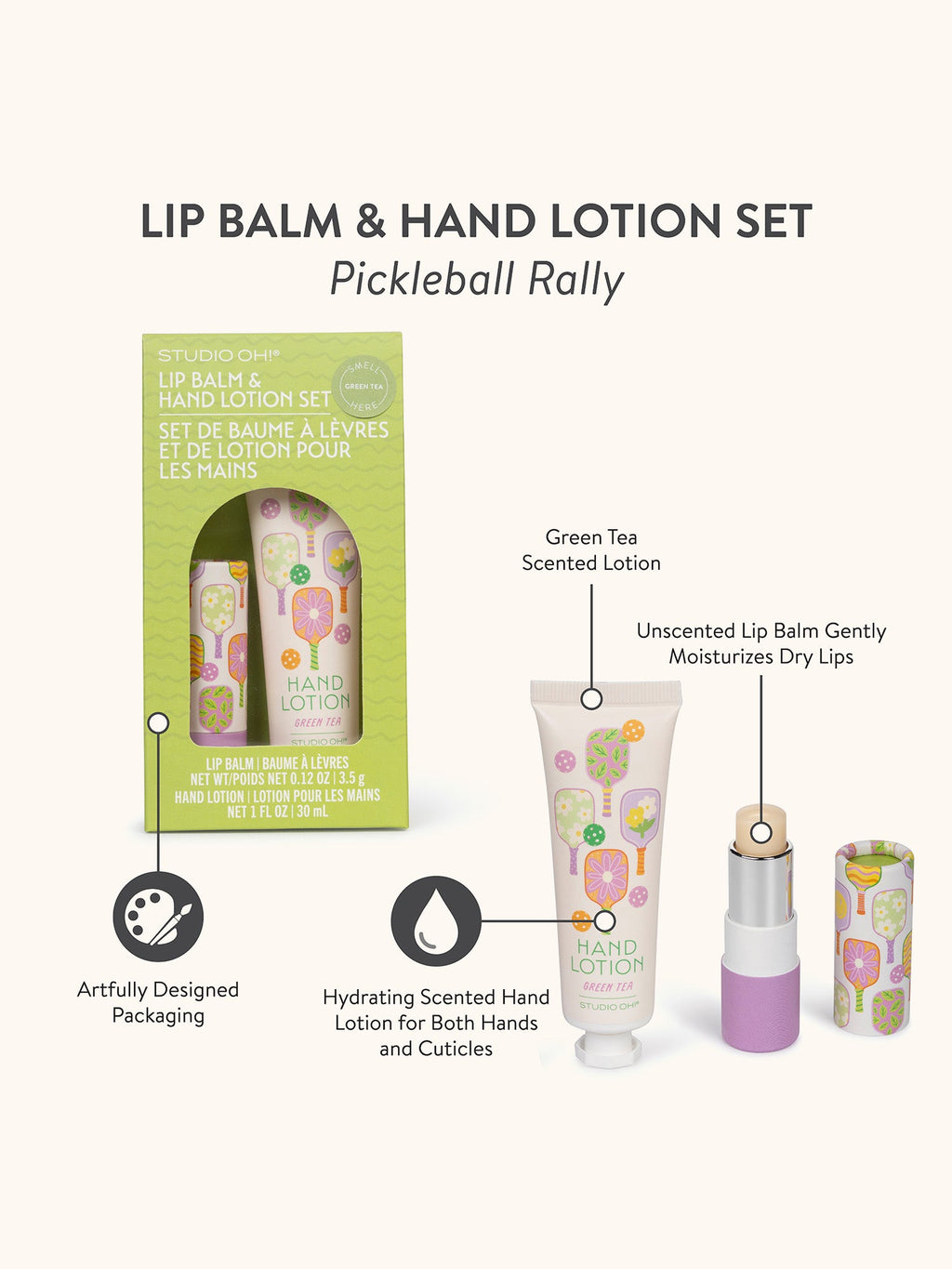 Studio Oh!- Pickleball Rally Lip Balm & Hand Lotion Set