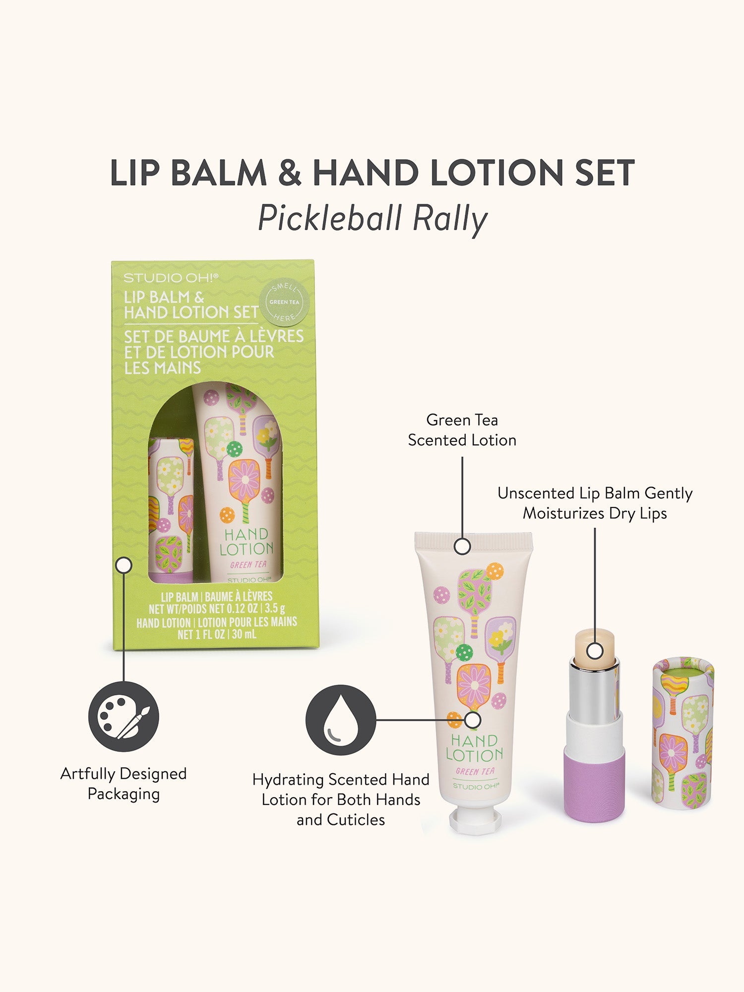 Studio Oh!- Pickleball Rally Lip Balm & Hand Lotion Set