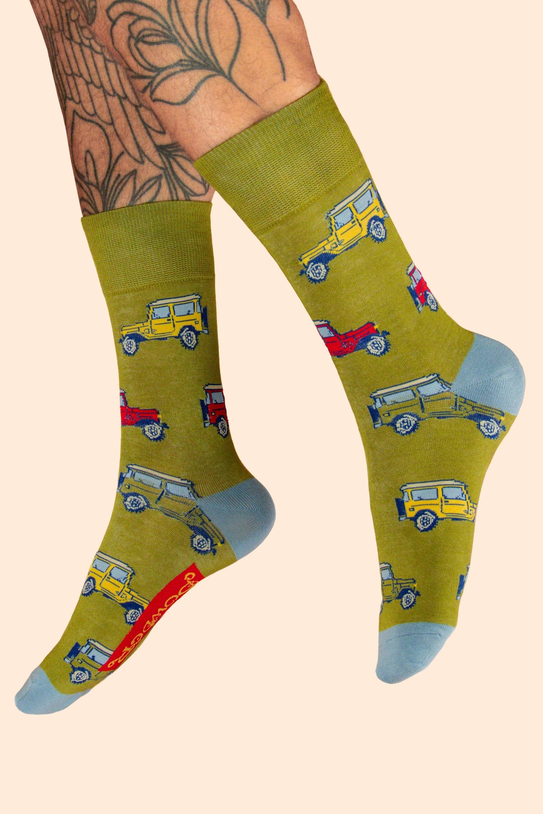 Powder- Men's Socks - Vintage Land Rover Fern