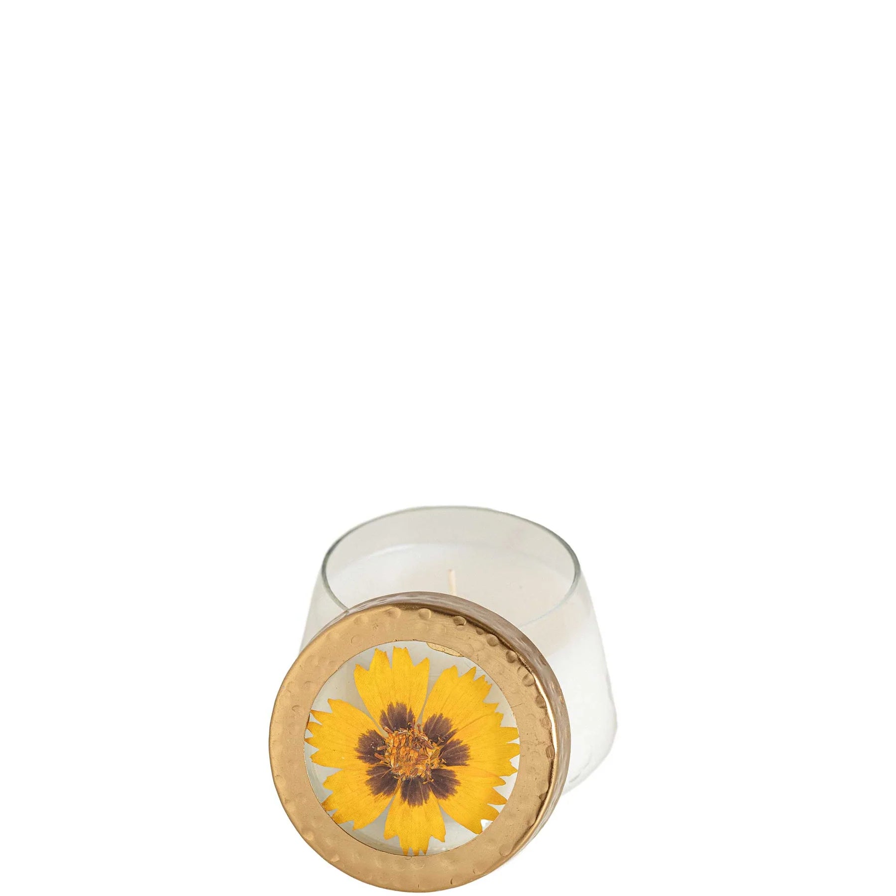 Rosy Rings- Petite Pressed Floral Candle Honey Tobacco