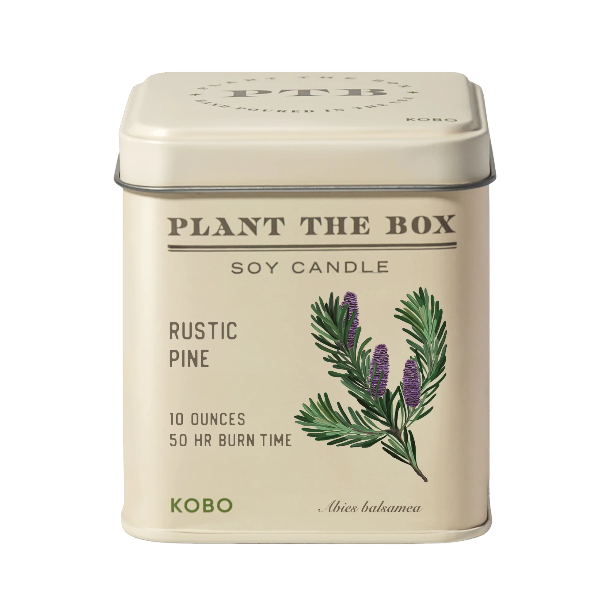 KOBO Candles- Rustic Pine Plant The Box Tin Candle