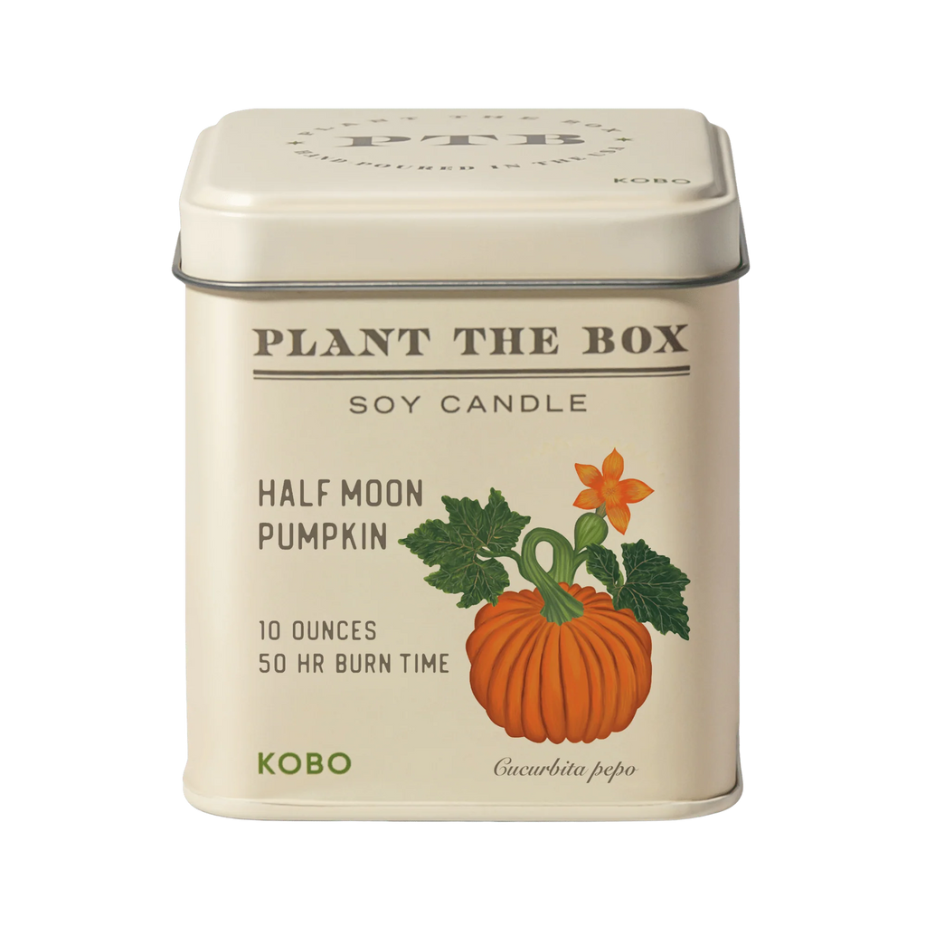 KOBO Candles- Half Moon Pumpkin Plant The Box Tin Candle