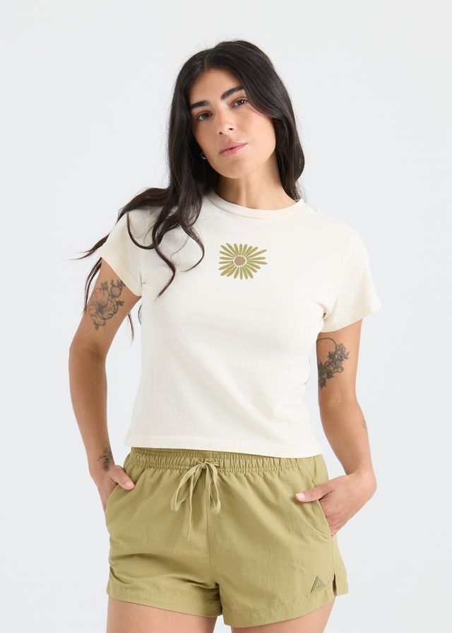 Roark- Flower Muse Cropped Boxy Tee in Bone