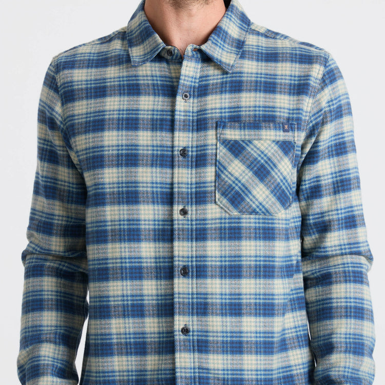 Roark- Crossroads Organic Cotton Flannel in Deep Blue