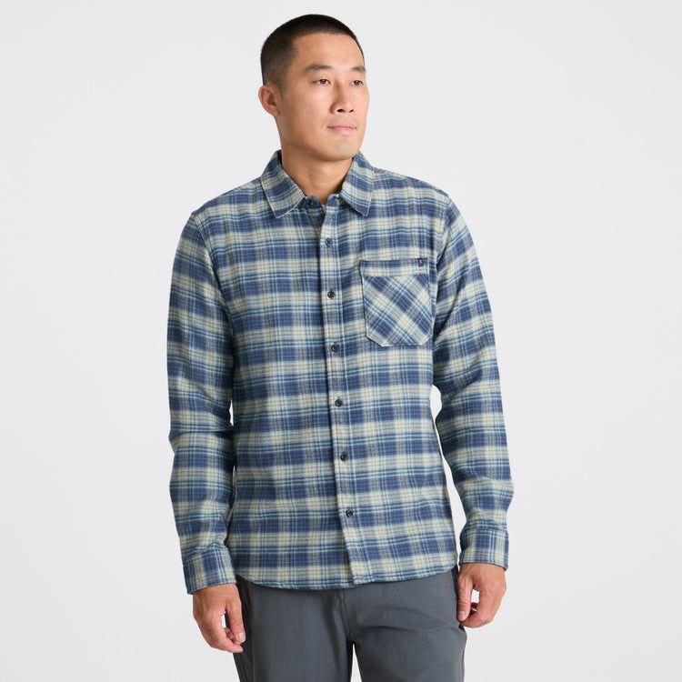 Roark- Crossroads Organic Cotton Flannel in Deep Blue