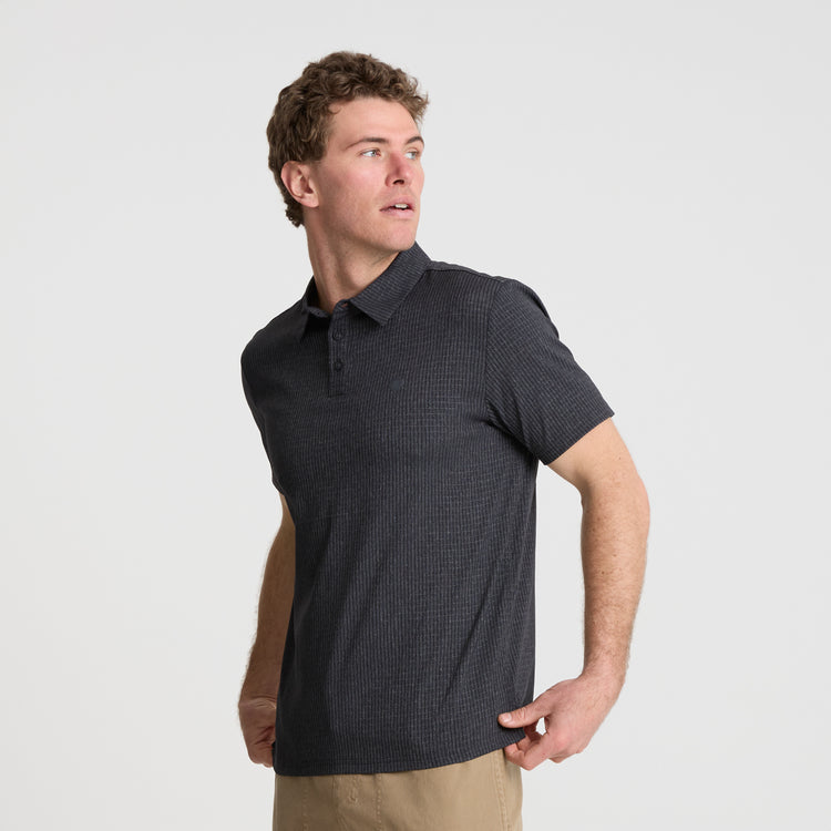 Roark- Bless Up Breathable Stretch Polo Shirt in Black