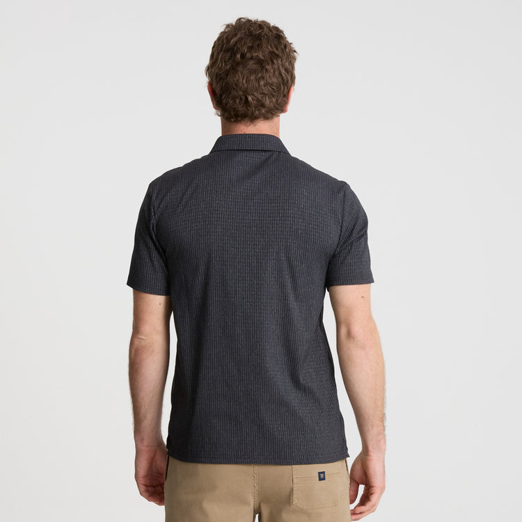 Roark- Bless Up Breathable Stretch Polo Shirt in Black