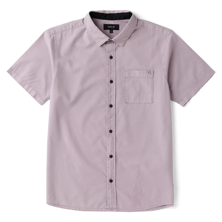 Roark- Made To Fade Short Sleeve Button Up Shirt in Washed Dusty Lilac