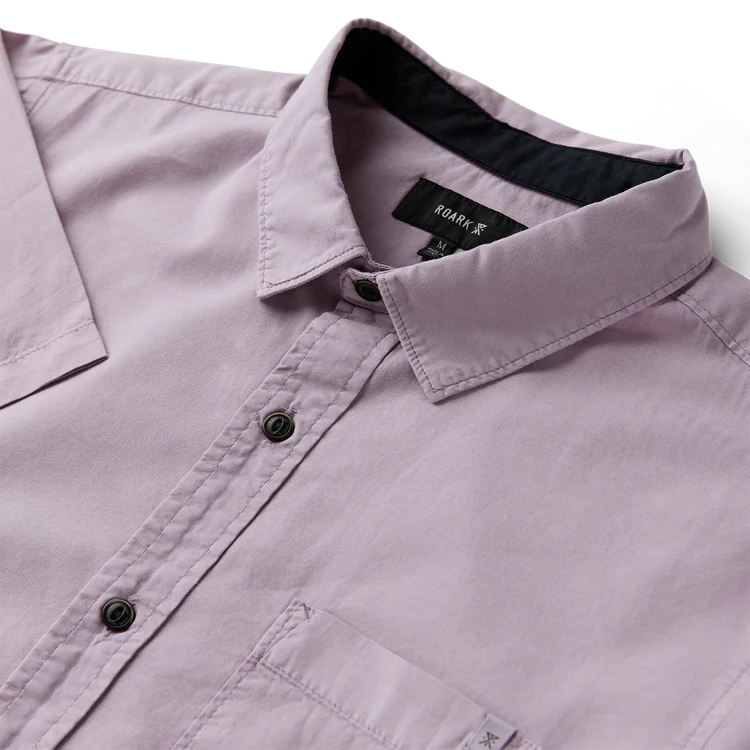 Roark- Made To Fade Short Sleeve Button Up Shirt in Washed Dusty Lilac