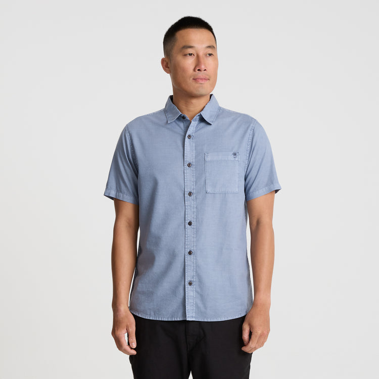 Roark- Made To Fade Short Sleeve Button Up Shirt Washed Slate