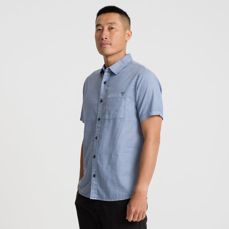 Roark- Made To Fade Short Sleeve Button Up Shirt in Washed Slate