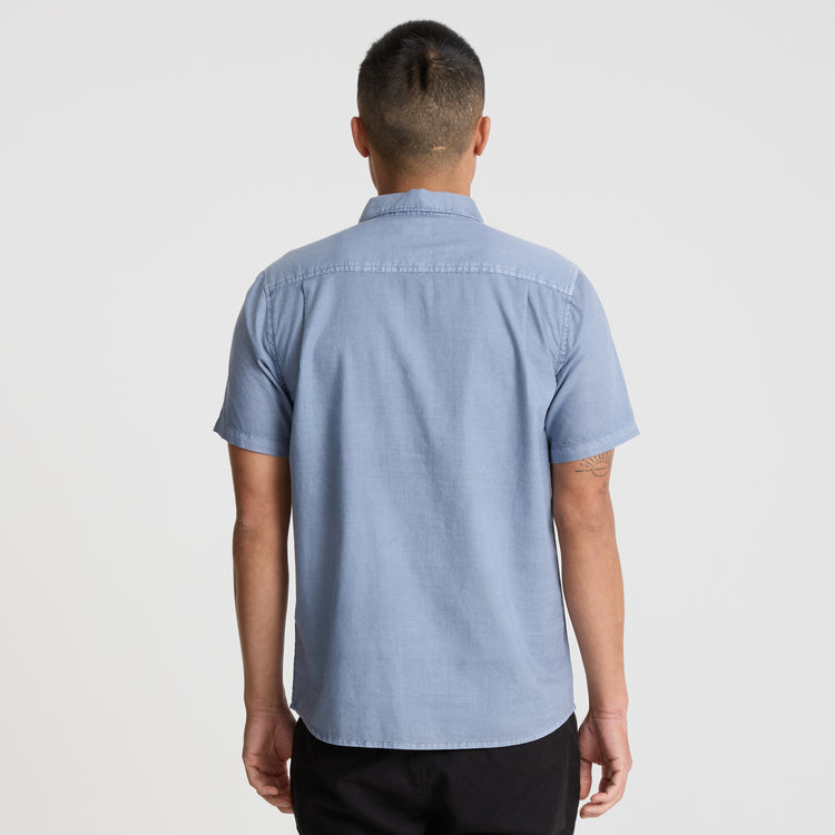 Roark- Made To Fade Short Sleeve Button Up Shirt in Washed Slate