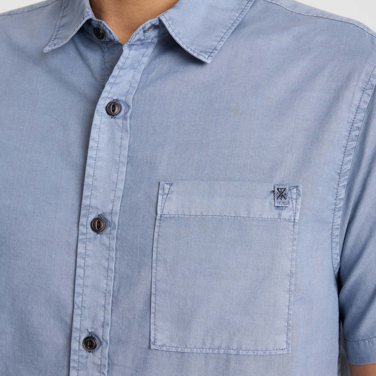 Roark- Made To Fade Short Sleeve Button Up Shirt in Washed Slate