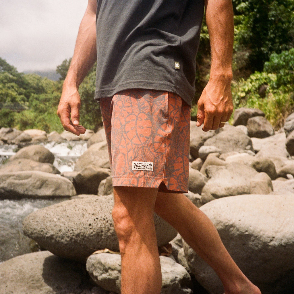 Howler Bros- Deep Set Boardshorts Leafy Lithographs: Adobe