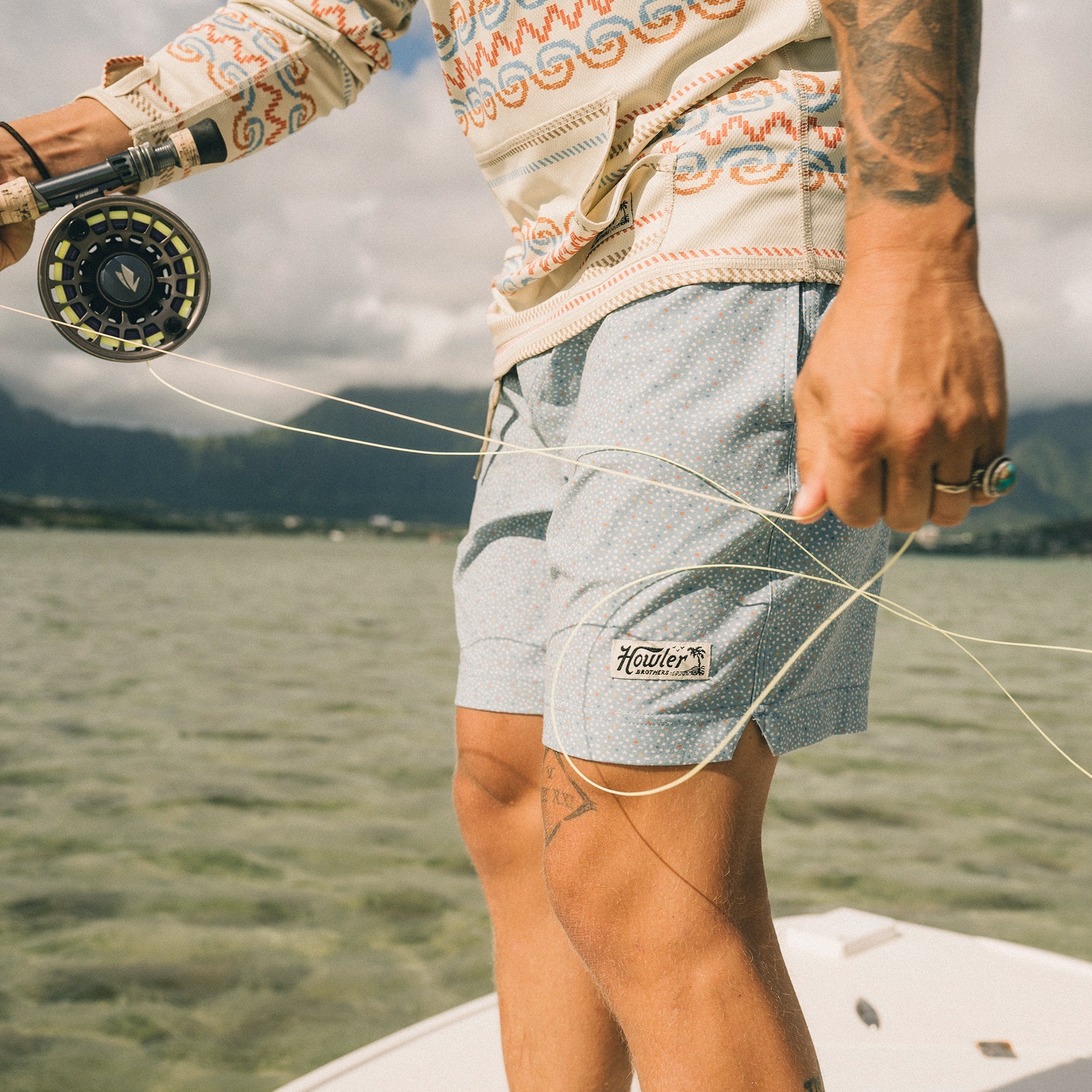 Howler Bros- Deep Set Boarshorts Lotsa Dots: Pool Blue