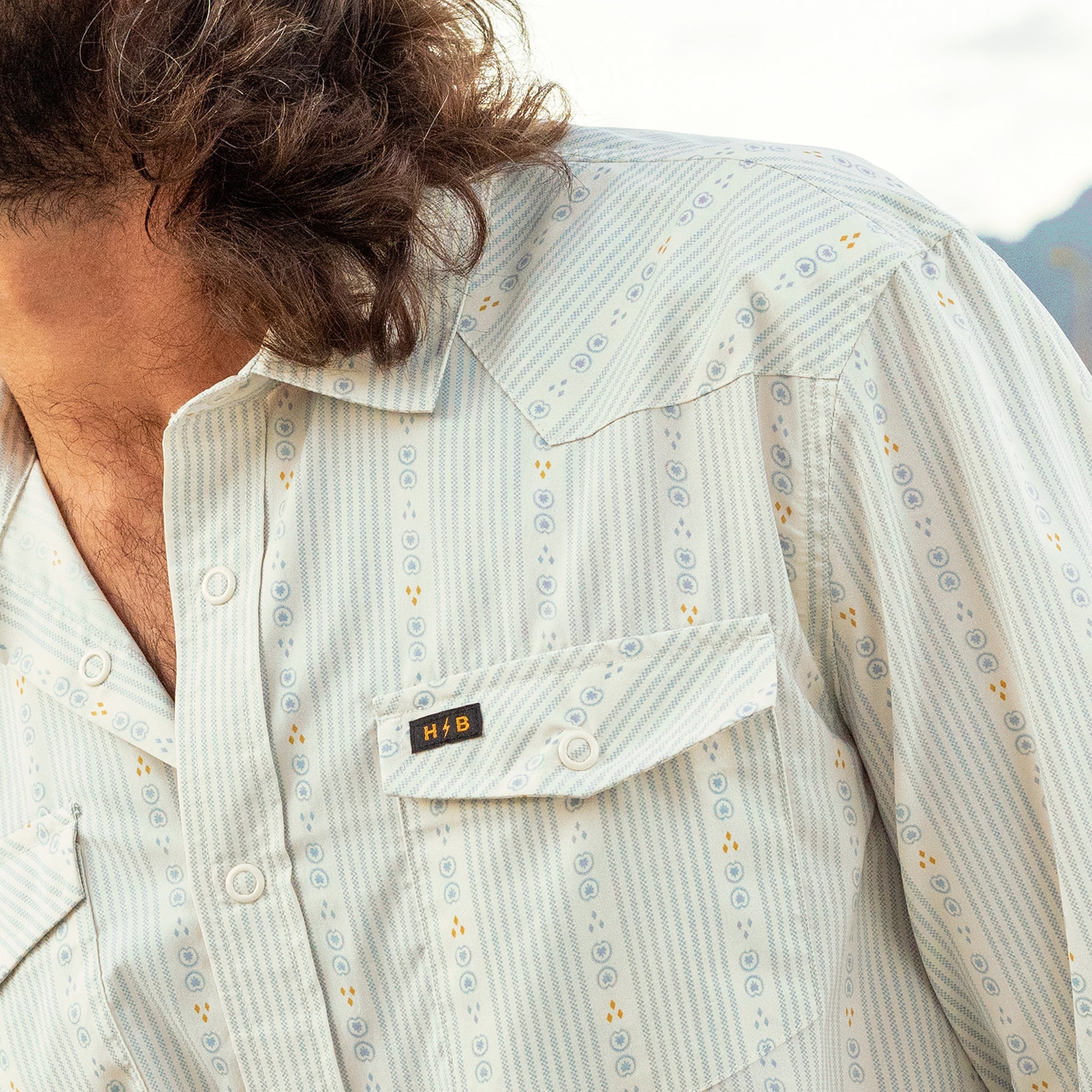Howler Bros- H Bar B Tech Longsleeve: Mosquero Stripe : Off White