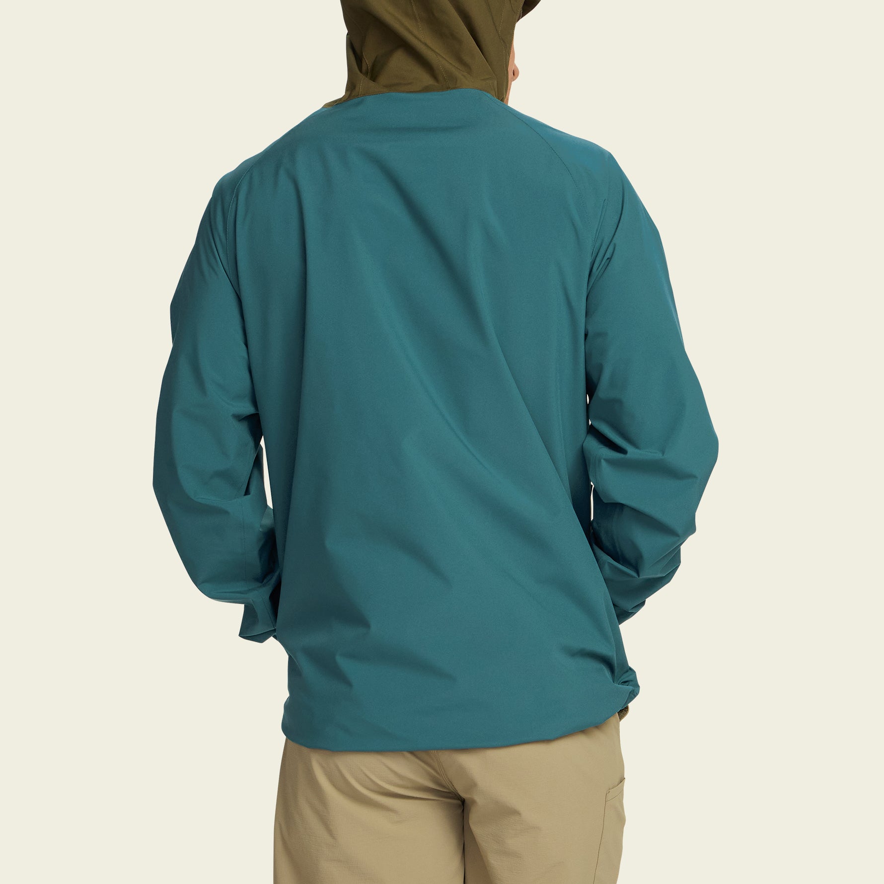 Howler Bros- Storm Splitter Rain Shell: Dark Teal/ Dark Olive
