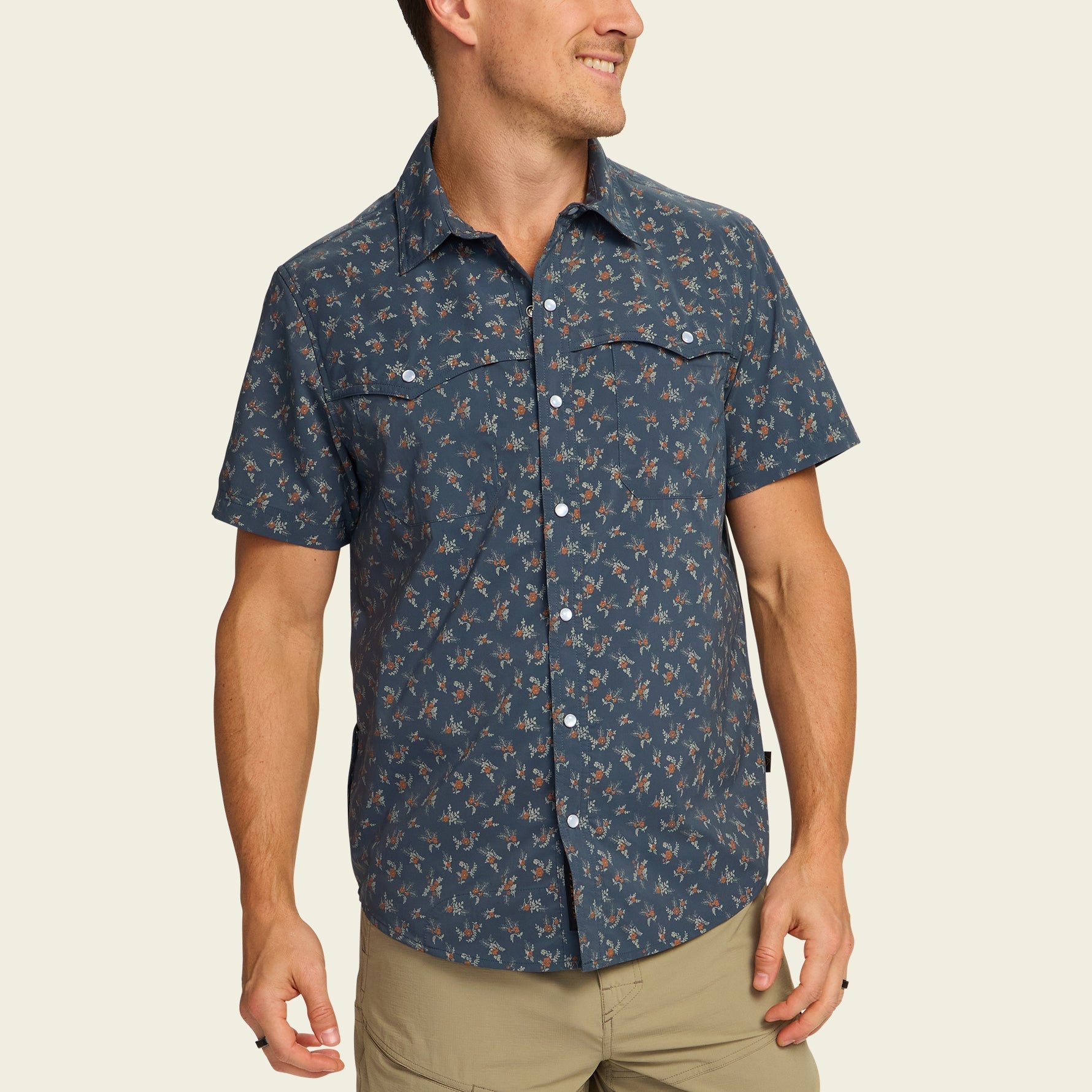 Howler Bros- Open Country Tech Shirt: Rancher Floral : Dark Slate