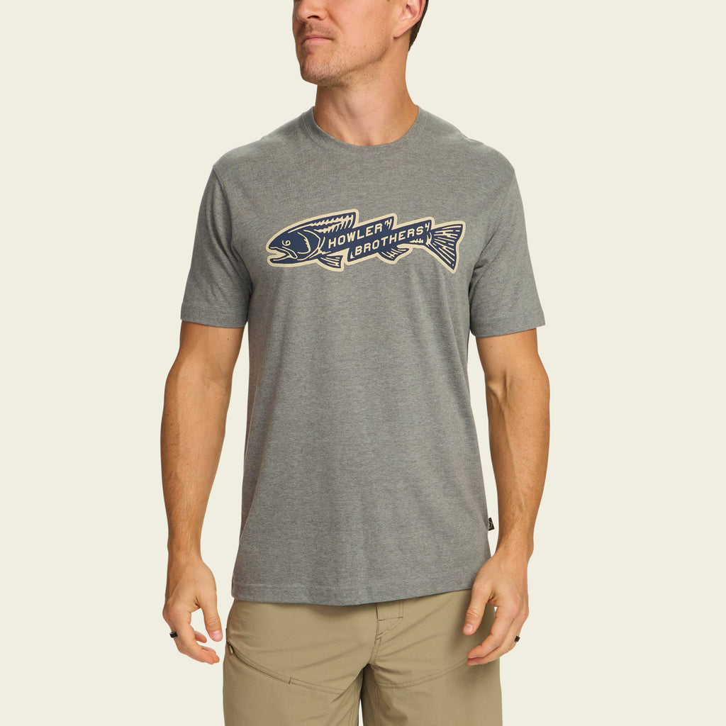 Howler Bros- Trout Bolt T-Shirt: Athletic Grey Heather