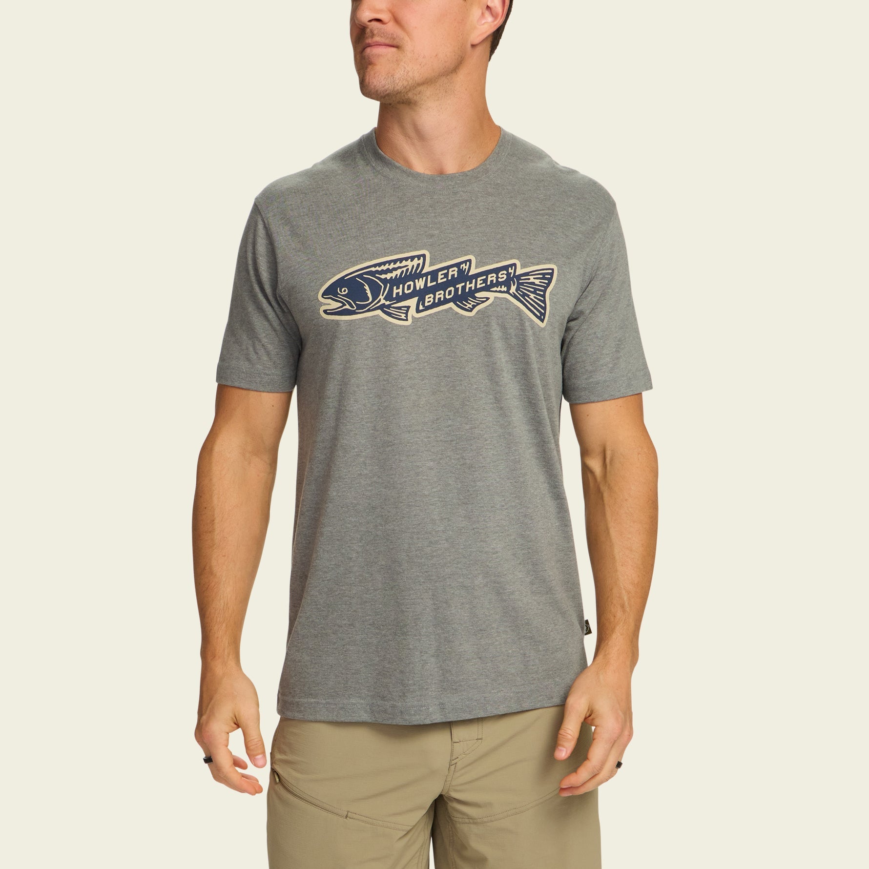 Howler Bros- Trout Bolt T-Shirt: Athletic Grey Heather
