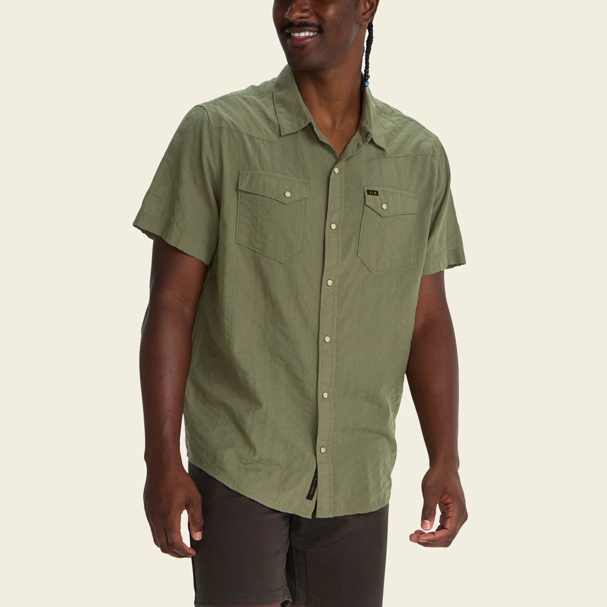 Howler Bros- Eyelet Stripe H Bar B Snapshirt